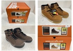 2 X SCRUFFS SWITCHBACK 3 SAFETY BOOTS SIZE 10, 1 X BROWN, 1 X TAN