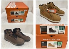 SCRUFFS HARDWEAR SWITCHBACK 3 SAFETY BOOTS BROWN SIZE 11 TO INCLUDE SCRUFFS HARDWEAR NEVIS SAFETY BOOTS TAN SIZE 11