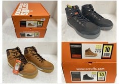 2 X SCRUFFS SWITCHBACK 3 SAFETY BOOTS SIZE 10, 1 X TAN, 1 X BLACK