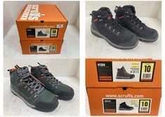 SCRUFFS HARDWEAR HYDRA SAFETY BOOTS GREEN SIZE 10 TO INCLUDE SCRUFFS HARDWEAR SABATAN SAFETY BOOTS BLACK SIZE 10