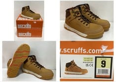 2 X SCRUFFS HARDWEAR SWITCHBACK SAFETY BOOTS TAN SIZE 9