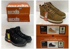 SCRUFFS HARDWEAR NEVIS SAFETY BOOTS TAN SIZE 9 TO INCLUDE SCRUFFS HARDWEAR SABATAN SAFETY BOOTS BLACK SIZE 9