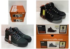 2 X SCRUFFS HARDWEAR HYDRA SAFETY BOOTS SIZE 9, 1 X BLACK, 1 X GREEN