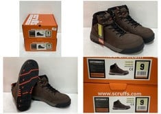 2 X SCRUFFS HARDWEAR SWITCHBACK 3 SAFETY BOOTS BROWN SIZE 9