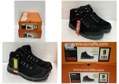 SCRUFFS HARDWEAR SWITCHBACK 3 SAFETY BOOTS BLACK SIZE 9 TO INCLUDE SCRUFFS HARDWEAR SABATAN SAFETY BOOTS BLACK SIZE 9