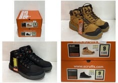 SCRUFFS HARDWEAR SOLLERET SAFETY BOOTS TAN SIZE 9 TO INCLUDE SCRUFFS SWITCHBACK 3 SAFETY BOOTS BLACK SIZE 9