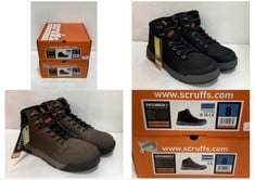 2 X SCRUFFS HARDWEAR SWITCHBACK 3 SAFETY BOOTS SIZE 8, 1 X BROWN, 1 X BLACK