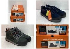 SCRUFFS HARDWEAR HALO 3 SAFETY TRAINERS NAVY BLUE SIZE 8 TO INCLUDE SCRUFFS HARDWEAR HYDRA SAFETY BOOTS GREEN SIZE 9