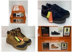 SCRUFFS HARDWEAR HALO 3 SAFETY TRAINERS NAVY BLUE SIZE 9 TO INCLUDE SCRUFFS HARDWEAR SOLLERET SAFETY BOOTS TAN SIZE 9