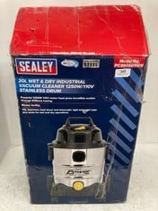 SEALEY 20L WET & DRYT INDUSTRIAL VACUUM CLEANER 1250W/110V STAINLESS DRUM RRP- £143.99