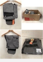 BOX OF ASSORTED WORKS SHORTS / TROUSERS TO INCLUDE SCRUFFS TRADE FLEX SHORTS IN GRAPHITE SIZE 34