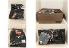 BOX OF ASSORTED WORK WEAR TO INCLUDE SCRUFFS TRADE FLEX HOLSTER SHORTS IN BLACK SIZE 30