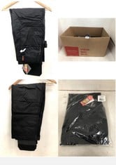 BOX OF ASSORTED WORK TROUSERS TO INCLUDE SCRUFFS PLUS TROUSERS IN BLACK SIZE 36 SHORT