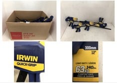 BOX OF ASSORTED IRWIN QUICK-GRIPS TO INCLUDE 300MM 12" LIGHT-DUTY CLAMPING FORCE