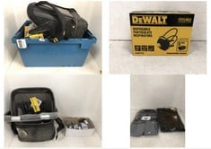 BOX OF ASSORTED TOOL ITEMS TO INCLUDE SNICKERS FLEXI TOOL BAG/BACKPACK 19L