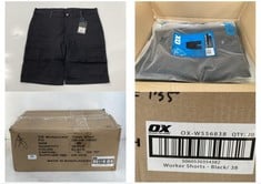 BOX OF 20 X OX WORKER SHORTS IN BLACK - SIZE 38