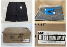 BOX OF 20 X OX WORKER SHORTS IN BLACK - SIZE 38