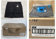 BOX OF 20 X OX WORKER SHORTS IN BLACK - SIZE 38