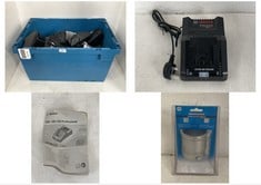 BOX OF ASSORTED TOOL ITEMS TO INCLUDE BOSCH GAL 18V 160 PROFESSIONAL BATTERY CHARGER