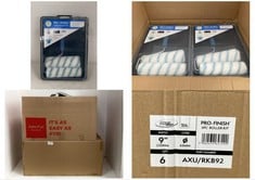 2 X BOXES OF ASSORTED DIY ITEMS TO INCLUDE 6 X AXUS PRO FINISH 5PC ROLLER KITS