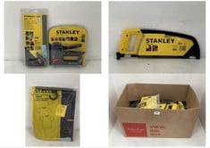 BOX OF MIXED TOOLS TO INCLUDE STANLEY 2 PACK TWIN PACK T-SHIRT IN COLOUR BLACK/CHARCOAL- SIZE L