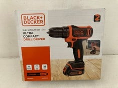 BLACK+DECKER 10.8V LITHIUM ULTRA COMPACT DRILL DRIVER TO INCLUDE BLACK + DECKER PISTOL GRIP HEAT GUN KX1650-GB- TOTAL RRP £60