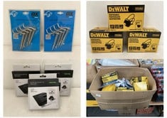 BOX OF ASSORTED ITEMS TO INCLUDE DEWALT DISPOSABLE PARTICULATE RESPIRATORS