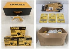 BOX OF ASSORTED ITEMS TO INCLUDE DEWALT DISPOSABLE PARTICULATE RESPIRATORS