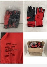 BOX OF APPROX 240 PAIRS OF SUPREME WORK GLOVES IN RED/BLACK - MODEL 103RE