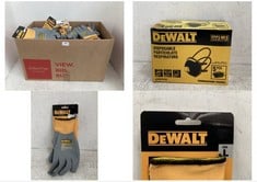 BOX OF ASSORTED ITEMS TO INCLUDE DEWALT DISPOSABLE PARTICULATE RESPIRATORS