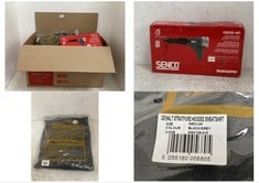 BOX OF ASSORTED WORK WEAR / ITEMS TO INCLUDE DEWALT STRATFORD HOODED SWEATSHIRT IN BLACK SIZE MEDIUM