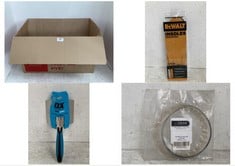 BOX OF ASSORTED WORK WEAR / ITEMS TO INCLUDE OX PRO SERIES EXTERNAL CORNER TROWEL 125 X 100MM