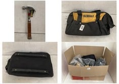 BOX OF ASSORTED ITEMS TO INCLUDE ESTWING HAMMER - E16C