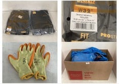 BOX OF ASSORTED WORKWEAR TO INCLUDE DEWALT MEMPHIS TROUSERS IN GREY/BLACK - W81CM L 79CM