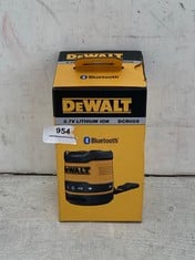 DEWALT 3.7V LITHIUM ION BLUETOOTH COMPACT SPEAKER - MODEL NO. DCR009 - RRP £80