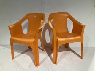 2 X RESOL COOL GARDEN DINING CHAIRS ORANGE