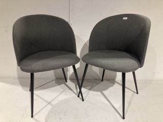 2 X HALLOWOOD FURNITURE SOFT PADDED DINING CHAIRS DARK GREY FABRIC RRP £96