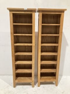 2 X HALLOWOOD FURNITURE ASTON OAK CD STORAGE WITH 7 SHELVES TOTAL RRP £259.98