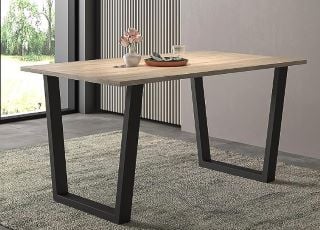 HALLOWOOD FURNITURE DUDLEY LARGE DINING TABLE WITH LIGHT OAK EFFECT TOP RRP £209.99