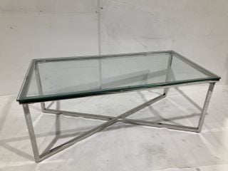 HALLOWOOD FINLEY STAINLESS STEEL COFFEE TABLE WITH GLASS TOP RRP £189.99