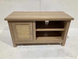 HALLOWOOD FURNITURE NEWQUAY OAK EFFECT SMALL TV STAND WITH RATTAN FRONT RRP £95