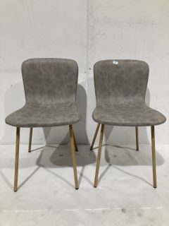 HALLOWOOD FURNITURE CULLOMPTON DINING CHAIRS SET OF 2 GREY FAUX LEATHER OAK EFFECT METAL LEGS RRP £95.99