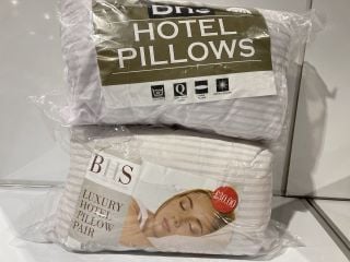 4X PAIRS OF WHITE STRIPED HOTEL QUALITY PILLOWS RRP £130