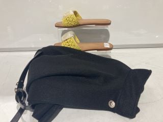 ALDO BROWN/YELLOW SANDALS WITH BLACK GOLD BUCKLE COAT