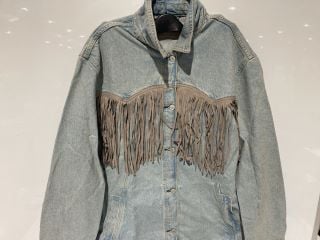 WE THE FREE DENIM JACKET WITH TASSELS SIZE L