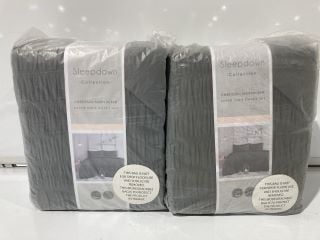 2X SLEEPDOWN COLLECTION EMBROSSED SEER SUCKER SUPERSOFT DUVET SET KING SIZE