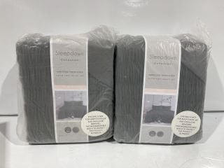 2X SLEEPDOWN COLLECTION EMBROSSED SEER SUCKER SUPERSOFT DUVET SET KING SIZE