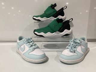 JORDAN MALACHITE/BLACK/WHITE KIDS SIZE 12.5 + NIKE DUNK LOW WHITE/GLACIER BLUE SIZE 13