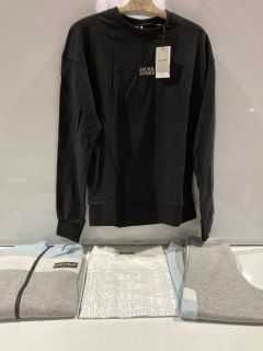 JACK AND JONES BLACK JUMPER + UNSTABLE BLUE/WHITE/GREY HOODIE