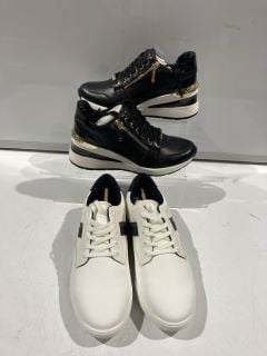 ALDO TIAVEN SIDE STRIPE TRAINERS WHITE SIZE 6.5 + ALDO BLACK TRAINERS WITH GOLD ZIP SIZE 5 RRP £100